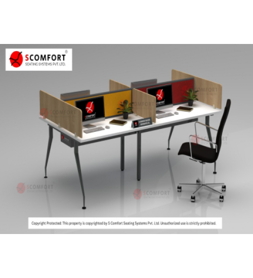 Scomfort SC-WRT24 Desk Workstation with Partition with Raceway and Seating Capacity 4 People